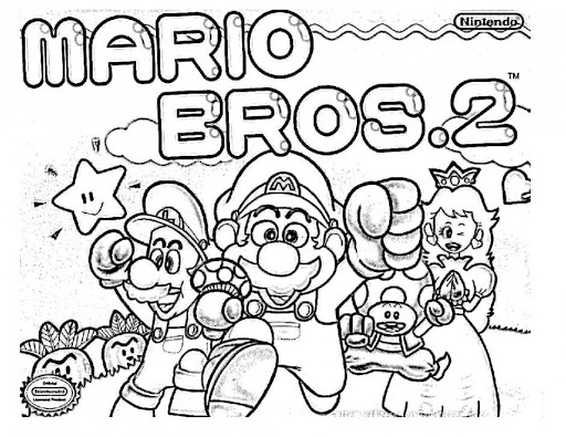 Kolorowanka online: Kolorowanka plakat Mario bros 2 Kolorowanka online: Kolorowanka plakat Mario bros 2